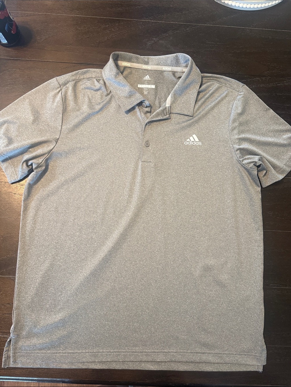 adidas Men's Heather Gray Polo with White Logo
